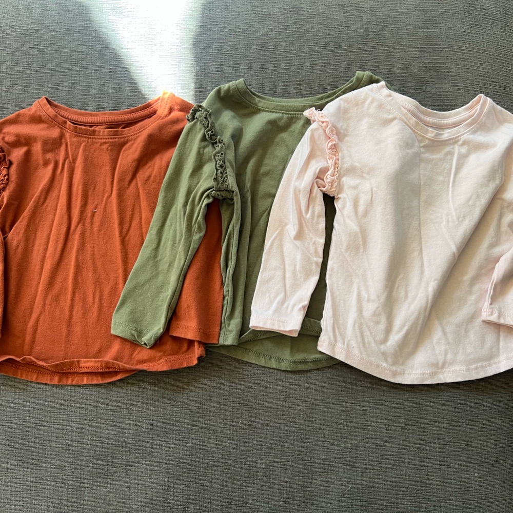 Cat & Jack Long Sleeve Tees - Orange, Green, and Pink